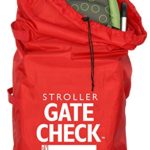 J.L. Childress Gate Check Bag for Standard and Double Strollers, Durable and Lightweight, Water-Resistant, Drawstring Closure with Adjustable Lock, Webbing Handle, Includes Stretch Zipper Pouch, Red