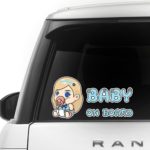 [CUSTOMI] Florist Baby on Board ENG-FLORIST-001 – Full Color Car Window Safety Sign Decal Sticker – Sky Blue, Brown