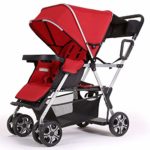 Double Stroller Convenience Urban Twin Carriage Stroller – Cynebaby Tandem Collapsible Stroller All Terrain Double Pushchair for Toddler Girls and Boys Stable Stroller Frame with Bag Organizer