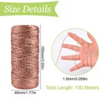 UFURMATE Decorative Metallic String, 100M/328 Ft Rose Gold Wrapping Twine String Jewelry Thread Cord Glittering Tinsel String for Gift Wrapping, DIY Christmas Crafts