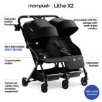 Mompush Lithe Double Ultralight Stroller, Lightweight Side by Side Stroller, Two Large Seats with Individual Recline, Easy Fold