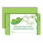 Two Peas in A Pod Twin Boys Diaper Raffle Tickets for Baby Showers, 20 2″ X 3” Double Sided Insert Cards for Games by AmandaCreation, Bring a Pack of Diapers to Win Favors & Prizes!