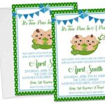Twin Boys Two Peas In A Pod Baby Shower Invitations With Envelopes, Baby Shower Invitations For Twin Boys