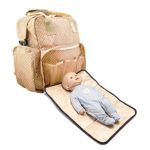 Polka Dot Diaper Bag Backpack-LD13 Baby Fashionable designer diaper bags- for Mom-Changing Pad (Beige)