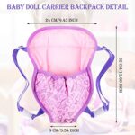 2 Pieces Baby Doll Carrier Backpacks Doll Portable Bags Doll Carrier Front Storage Bags with Straps Doll Accessories Fit for Dolls from 14 to 18 Inches (Flower and Heart Style)