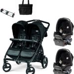 Peg Perego – Book for Two Onyx Double Stroller Twin Travel System with Diaper Bag
