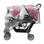 Baby Travel Universal Transparent Clear Pushchair Stroller Buggy Pram Waterproof Windproof Rain Cover Canopy Wind Weather Shield for Protector (Transparent, for Tandem Double Stroller)