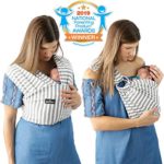 4 in 1 Baby Wrap Carrier and Ring Sling by Kids N’ Such | Gray and White Stripes Cotton | Use as a Postpartum Belt and Nursing Cover with Free Carrying Pouch | Best Baby Shower Gift for Boys or Girls