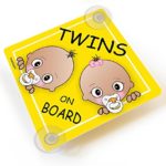 Personalizable Twins on Board Car Sign with Suction Cups, Baby Girl and Baby Boy Yellow Car Sign