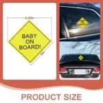 2Pcs Baby On Board Sticker Sign-Essential for Cars, Bright Yellow and See-Through when Reversing Kids on Board Car Sign, Baby On Board Warning, Vinyl Cute Baby on Board Decal for Window and Bumpe