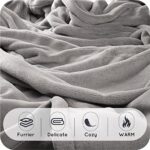 DUODUO Heated Blanket 62×84” Twin Size with 4 Heating Levels 10 Hours Auto-Off Electric Throw in Cozy Plush Fabric Reversible for Home Bedding Couch- Grey