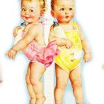 Waterslide Decals 4pcs (2.5″x3.5″) Baby Toddler Twins FLONZ Vintage