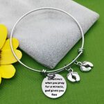 Mom Bracelets Twins Jewelry Gift Sometimes When You Pray for a Miracle, God Gives You Two Twin Mom Jewelry Footprint Charm Expandable Bracelet Mother’s Day Thanksgiving Christmas Gift 1PCS