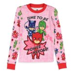 PJ Masks Toddler Girls’ Gekko Catboy Owlette Title Logo Sleep Pajama Set (5T) Pink