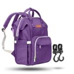 ZUZURO Diaper Bag Backpack – Waterproof w/Large Capacity & Multiple Pockets for Organization. Ideal for Travel Nappy Bags – W/Insulated Bottle Pocket. 2 Stroller Hooks Incl. (PURPLE)