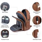LOVEVOOK Leather Diaper Bag Backpack, Quilted Baby Bag with Changing Pad & Pacifier Holder, Waterproof Travel Diaper Bags with USB Charging Port for Baby, Stylish and Large Capacity, Brown