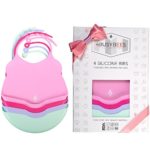 Pack of 4 Silicone Bibs Candy Collection! Baby Bibs for Girls – Best Girl Baby Gifts, Bibs for Newborn – Silicone Bibs with Pocket, Waterproof Bibs for Baby, Feeding Bibs, Dishwasher Safe, Soft Bibs