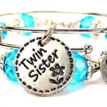 Twin Sister Circle Collection Crystal Bangle Set in Aqua Blue
