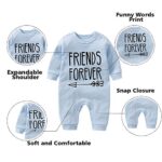 YSCULBUTOL Baby twins bodysuit with hat Born together friend forever baby boy clothes Toddler girl clothes(BlPi BB 12M)