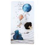 JumpOff Jo – 100% Cotton Super Soft Baby Crib Sheet – Hypoallergenic and Breathable Crib Mattress Topper – Original Design – to The Moon Series – Mama Bear Blue