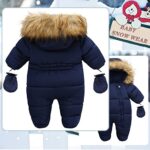 Infant Winter Clothes Baby Girls Comfort Snowsuit Pram Romer with Down Cotton Lining with Double Zipper for 3-9 Months Navy(SSLML)
