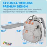 Orian Diaper Bag Backpack, Diaper Bag with Baby Changing Station, Large Travel Diaper Bag, Mosquito Net, USB Charging Port, Waterproof Unisex Baby Bag – 3 bonus gifts