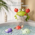 TUMAMA Baby Bath Toy,Bath Bubble Maker Machine with Music,3 Bathtub Wind-Up Toys,Crab Shower Water Toy for Toddlers Kids Boys Grils,Green