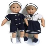 15″ Doll Clothes fits Bitty Baby and Bitty Twin Dolls Navy & White Boy & Girl Outfits with Hats