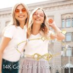 KECHO 14k Real Gold Sisters Bracelet Always My Friend Bracelet Fashion Friendship Lasts Forever Jewelry Birthday Gifts for Women Sister Twins Teen Girls, 14k gold, Cubic Zirconia