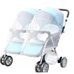 Mosquito Net, V-FYee Large Size Bug Net for Baby Twin Double Strollers Infant Carriers Car Seats Cradles, White (Upgrade The Strap to Elastic)