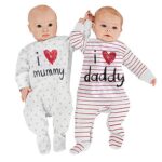 AOMOMO Unisex-Baby Clothes Newborn Twins I Love Mummy I Love Daddy Bodysuit Twins 2 Pack(0-3Month)