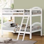 Harper&Bright Designs Bunk Bed Solid Wood Twin Over Twin Bunk Beds with Ladder (White-1)