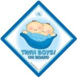 Twin Boys On Board Car Sign, Car Sign, Blue Peapod, Twins On Board, Twins Car Sign, Decal, Bumper Sticker, Twins On Board Sign
