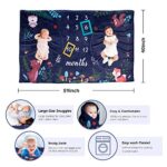TRENSOM Twins Baby Monthly Milestone Blanket Thick Premium Flannel Personalized Photography Background Blankets Owl Bear Fox Baby Blanket for Mom Newborn Include 2 Frames + Bib