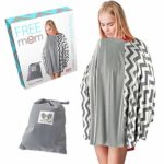 Baby Nursing Cover Poncho Style – Rigid Neckline Breastfeeding Cover w/Carry Bag | Covers Fully | Bonus Soft Muslin Baby WashclothSoft – Breathable Cotton to Fit All for Discreet Feeding in Public