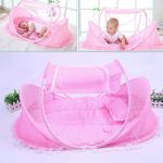 AUTOLOVER Baby Travel Bed,Baby Bed Portable Folding Baby Crib Mosquito Net Portable Baby Cots Newborn Foldable Crib(Pink)