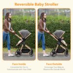 Convertible Baby Stroller, Foldable Pushchair, Newborn Reversible Bassinet Pram with Adjustable Canopy, Aluminum Structure, 5-Point Harness for Infant & Toddler
