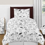 Black and White Fox and Arrow Boys or Girls 4 Piece Kids Childrens Twin Bedding Set
