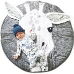 Lzttyee Cotton Round Giraffe Nursery Rug Baby Floor Playmats Crawling Mat Game Blanket for Kids’ Room Decoration Dark Gray