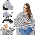 Baby Nursing Cover & Nursing Poncho – Multi Use Cover for Baby Car Seat Canopy, Shopping Cart Cover, Stroller Cover, 360° Full Privacy Breastfeeding Protection, Baby Shower Gifts for Boy&Girl