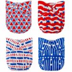 Stars & Stripes 4-Pack Cloth Pocket Diapers with 4 Bamboo Inserts