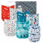 Surfs Up Cloth Pocket Diapers 7 Pack, 7 Bamboo Inserts, 1 Wet Bag by Nora’s Nursery