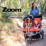 Joovy Zoom X2 Lightweight Performance Double Jogging Stroller Featuring Extra-Large Pneumatic Tires with Air Pump Included, Locking and Swiveling Front Tire, and Easy One-Handed Fold, Paprika