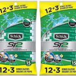 Schick ST2 Slim Twin Men’s Sensitive Disposable Razors, 12 Razors + 3 Bonus (2-Pack)