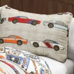 Lush Décor Lush Decor Beige Race Car Kids’ 2-Piece Quilt, Reversible Bedding Set for Boys (Twin), Blue/Orange