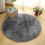 Super Soft Fluffy Nursery Rug from YOH Rugs for Bedroom Home Area Decor Round (4′ Diameter,Grey)