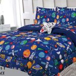 Elegant Homes Multicolor Solar System Space Ships & Rockets Universe Stars 6 Piece Comforter Bedding Set for Boys/Kids Bed in a Bag with Sheet Set & Decorative Toy Pillow # Space Galaxy (Twin Size)