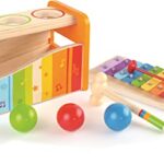 Hape Pound & Tap Bench with Slide Out Xylophone – Award Winning Durable Wooden Musical Pounding Toy for Toddlers,Yellow